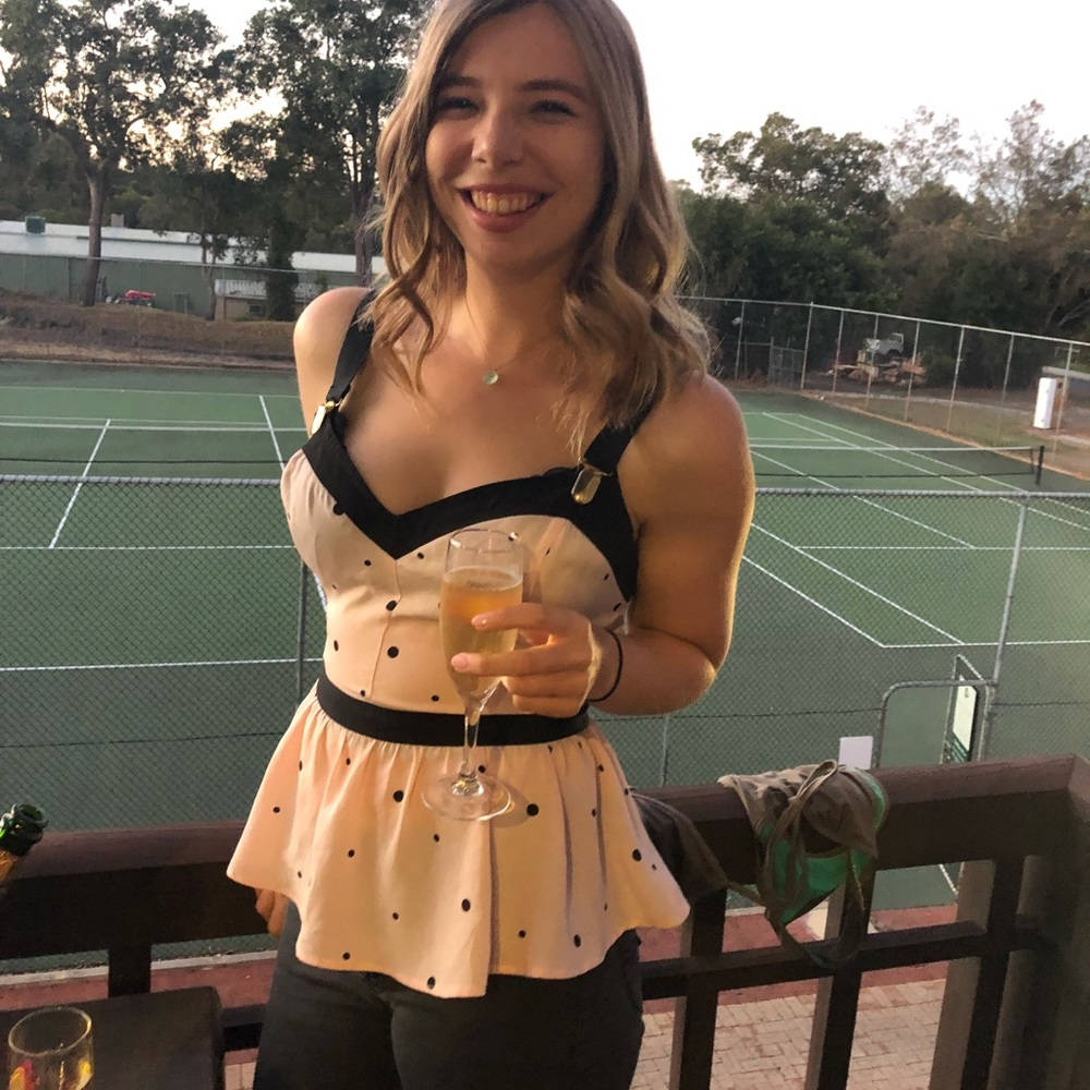 Bettina Liano Polka Dot Peplum Top (12 AUS/US 8)